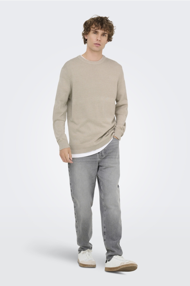 ONSMALIK REG 12 PINAPLE CREW KNIT N 22033298 SILVER LINING